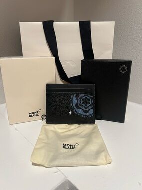 Montblanc Black Leather Card Sleeve with Signature Star Detail